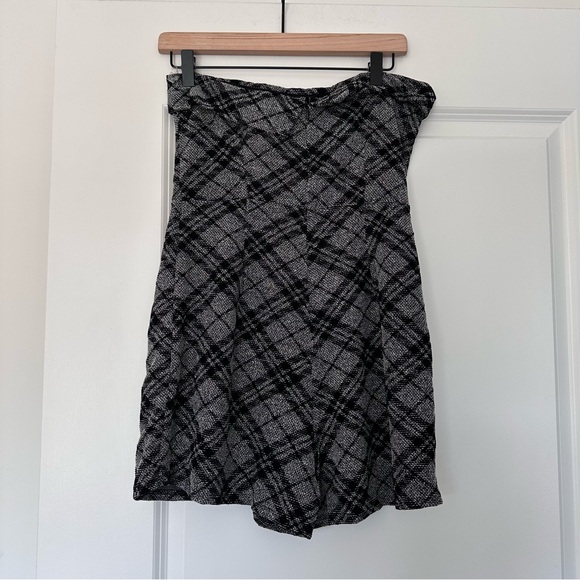 Le Lis (M) Plaid Strapless Tube Skort Mini Dress Fall Black/Gray Romper Academia - Picture 3 of 6